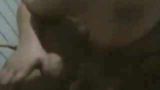 Busty BBW shakes her tits while dancing naked at home