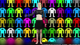 A sexy blonde is dancing on the strip in front of a crowd of guys