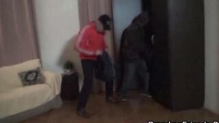 A grandfather, grandson and grandma are having fun together