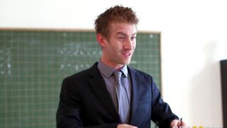 The teacher gave a lesson in sex to a naughty student