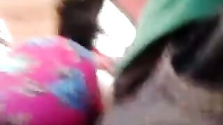 A guy masturbates on the riser while a woman is passing by