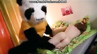The plush Mishka was fucked by his girlfriend, or maybe she fucked him?