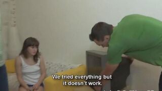 A guy is having sex with his stepbrother's girl in the couch