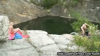 A mother and daughter are sucking dick with their father