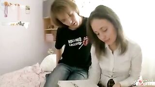 A classmate is entertaining at her home after classes