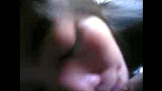 Careful Chinese girl sucks her broken boyfriend's dick in this homemade video