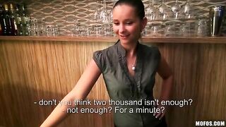 The pretty bartender agreed to have sex with the man in this hot POV video