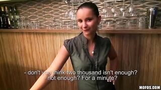 The pretty bartender agreed to have sex with the man in this hot POV video