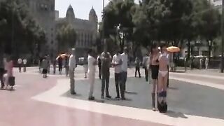 Group sex in public place with naked participants