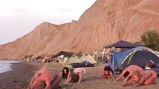 A fun volleyball game in naked form is very entertaining