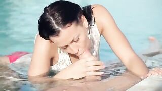 Russian beauty has sex right in the swimming pool