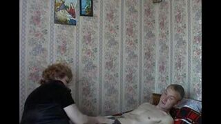The old mother makes love with her son on the hidden camera