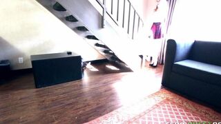 The guy planted his woman with a big ass on the couch