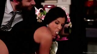 The boss licks the hairy pussy of his secretary in office