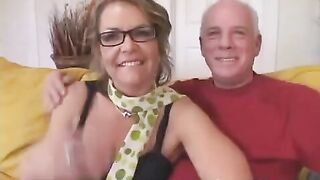 The grandfather left the girl with her stockings and pantyhose