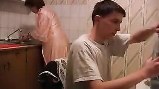 The man fucked his mother in the kitchen, it's even more exciting