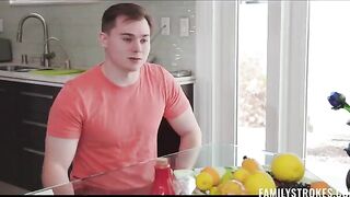 A half-brother makes a mess on the girl’s sexy body