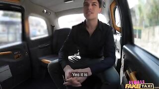 A girl is a taxi driver. In the car, she has sex with her passenger