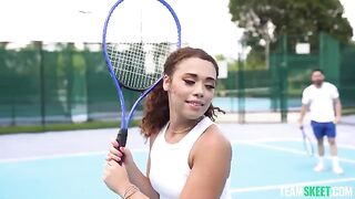 A girl came to practice tennis and stayed for something more interesting