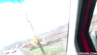 The guy's cock was fucked in the car by a sexy girl