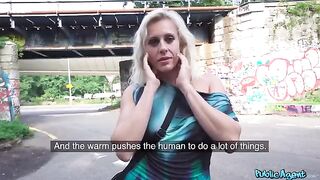 Blonde mature gets fucked on the street in a steamy POV scene
