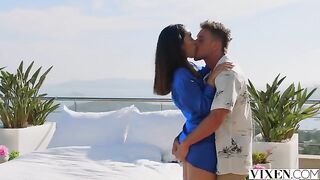 Crash a party and get wild with stunning brunettes in a steamy outdoor session