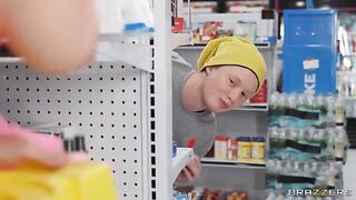 A bodega bro achieves the impossible with a daring move in this Brazzers scene