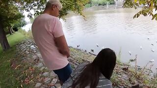 Feeding ducks and getting wild with a hot girl on the bed