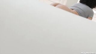 Spying on the bubble butt of a Latina doing yoga in the room is a sight to behold
