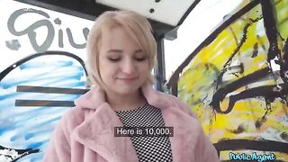 A student blonde is fucking in the basement for money, captured in POV style