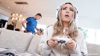 A hot nerd gets fucked by her gamer boyfriend