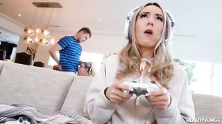 A hot nerd gets fucked by her gamer boyfriend