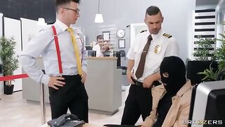 Banking guy fucks a stupid robber who wears stockings