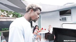 Spring Fling Bbq - A sexy brunette makes a blowjob, she loves big cocks