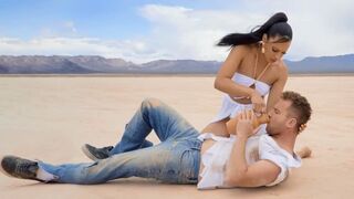 A girl came to the kitchen and met a hot plumber. The girl got very thirsty