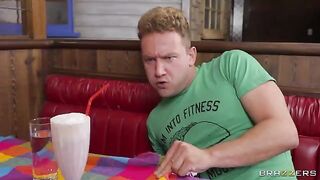 Blonde in grease diner toilet is getting anal hole gapped