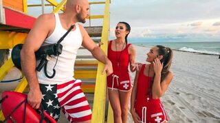 Two lifeguards couldn’t resist to fuck in front of a girl
