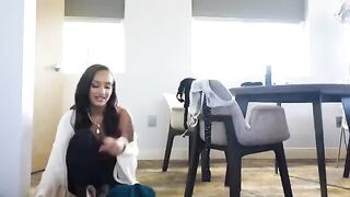 An angelic sinner in a sexy bikini and high heels
