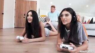 A hot chick encouraged her BF to play video games