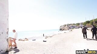 Crazy anal sex on the beach with passers-by watching