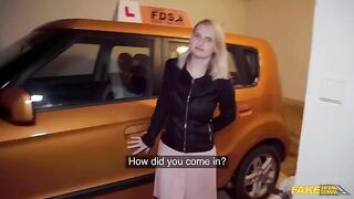 A big dick stretches huge boobs of a blonde in the car