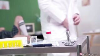 A girl is being treated by a doctor for her condition