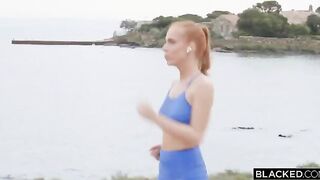 The guy gently fucked a young redhead beauty in the pool