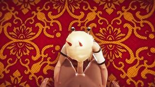 Footjob, anal creampie, facesitting and deepthroat action in a 3D hentai animation