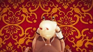 Footjob, anal creampie, facesitting and deepthroat action in a 3D hentai animation