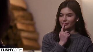 Two beautiful friends, Talia and Stefany, have a hot anal threesome sex