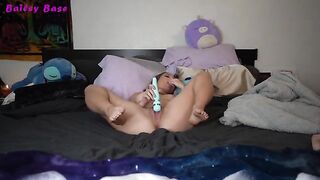 A young woman plays with her feet and gets to know them better