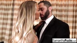Busty blonde Samantha Saint gets banged in the hotel room