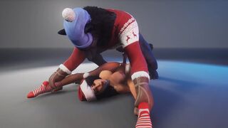 Busty woman fucked by a werewolf on Christmas XXX
