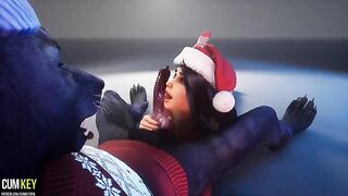Busty woman fucked by a werewolf on Christmas XXX